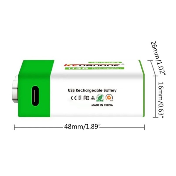 9V uppladdningsbart batteri 12800mAh 6F22 Mikro USB 9v Li-ion litium batterier för multimeter mikrofon leksak
