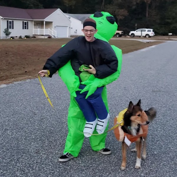 Oppblåsbar kostyme skummel grønn alien cosplay kostyme