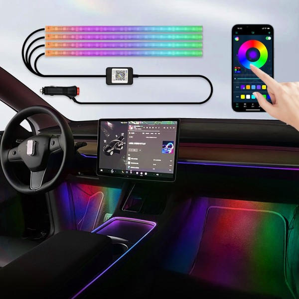 48 LED Auto Sisustus Ambient jalka valo USB Langaton Kaukosäädin Musiikki App Ohjaus Auto RGB Ilmakehä koriste lamput