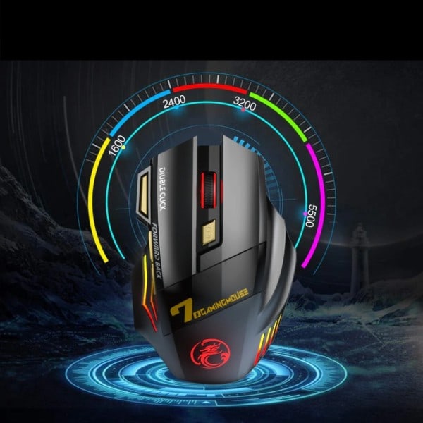 Laddningsbar trådlös mus spelare för dator  RGB spel mus Bluetooth USB mus
