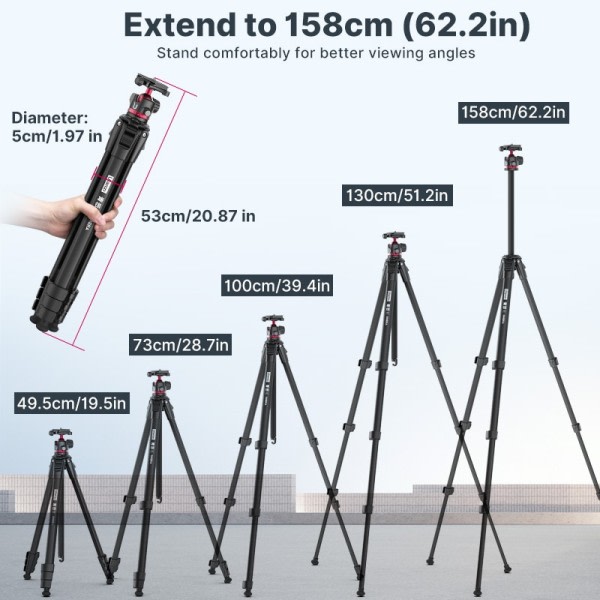 Resor Stativ Aluminium Legering Metal Utomhus Smartphone DSLR Kamera Stativ Enfot