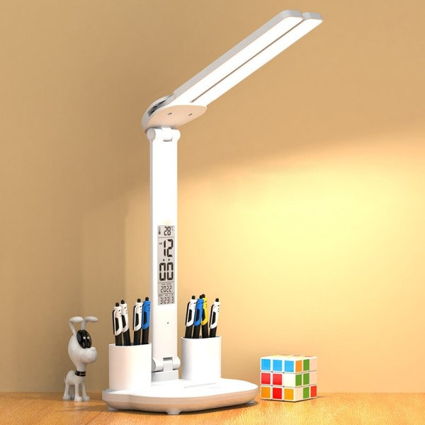 LED pöytä lamppu USB himmennettävä kosketus taitettava pöytä lamppu kalenterilla lämpötila kello yö valo