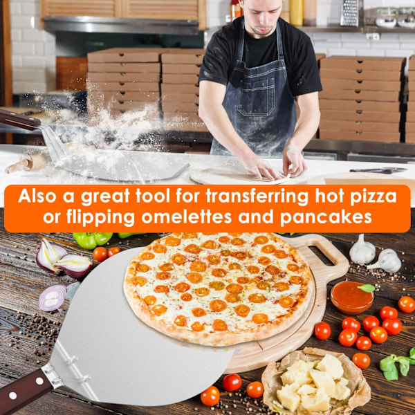 12-tommers non-stick pizza spade metall pizza skall med tre