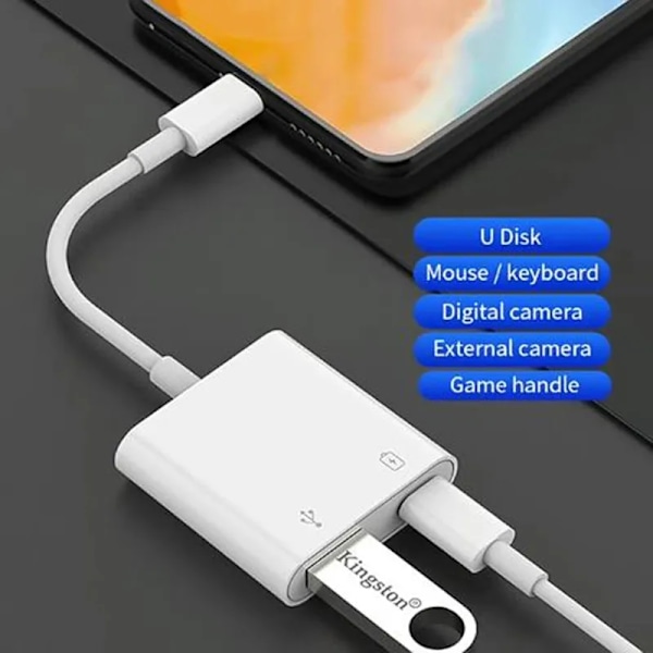 Lightning Till USB OTG Omvandlare Adapter för IPhone Mus Tangentbord Laddning U Disk Kamera Kortläsare Data omvandlare