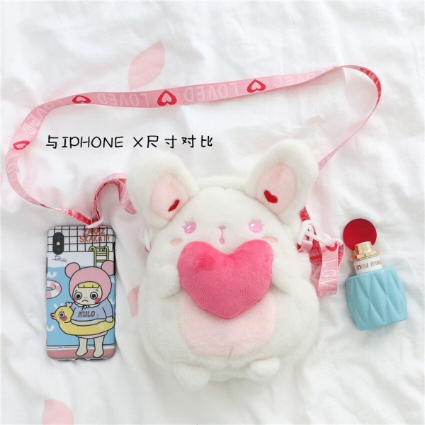 Tecknad godis Multicolor Bunny Plysch väska Kawai Girl Messenger väska Kreativ Söt axelväska för flicka