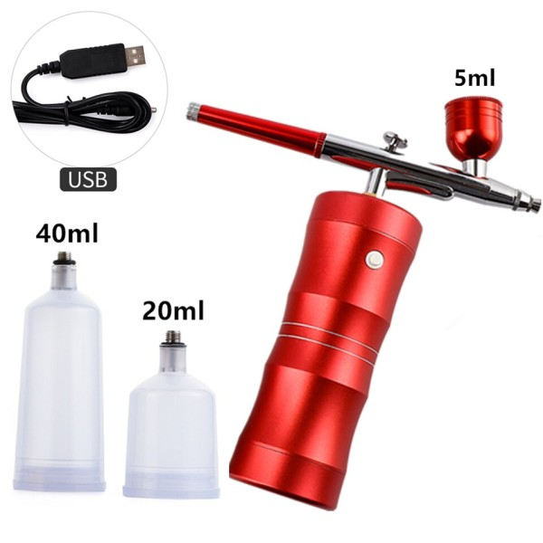 Rosa Mini luft kompressor kit luftborste färg spray pistol luftborste för nagelkonst tatuering hantverk