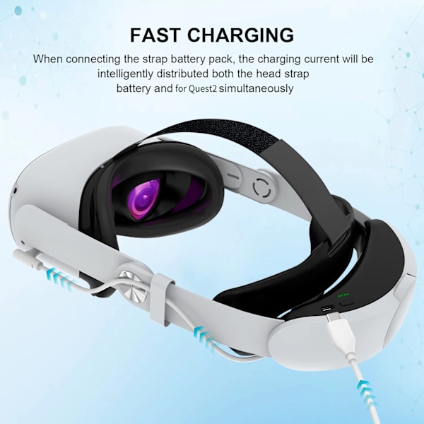 Justerbar hoved rem til Oculus Quest 2 VR headset opladning Elite rem 10000mAh batteri