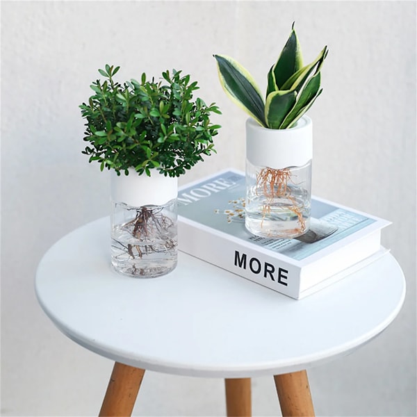 Mini Hydroponic Blomma Kruka Hem Vas Dekor Transparent Imitation Glas Smutsfri Växt Krukor Grön Växter Kruka För Hem Dekoration