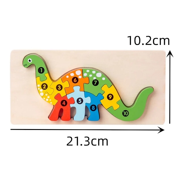 3D Stereoskopisk Træ Puslespil Tegnefilm Dinosaur Dyr Form Farve Kognitiv Pædagogisk Spil Montessori Legetøj