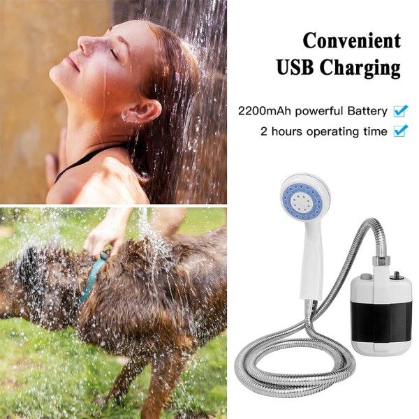 Bärbar dusch camping utomhus dusch handhållen elektrisk dusch batteri driven