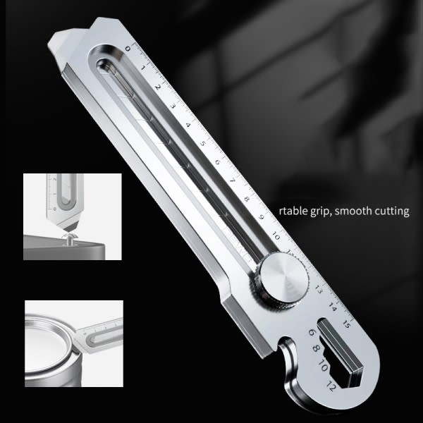 Aluminium Legering 6 i 1 Ficka Utility Kniv Multifunktionell Heavy Duty Låda Cutter