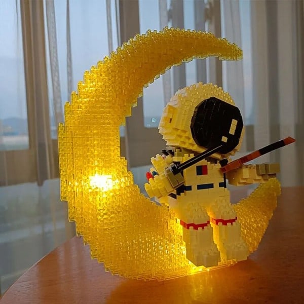 Astronaut Byggeklodser Med LED Lys Bekendelse ballon Hval Astronaut Mini Diamant Klodser