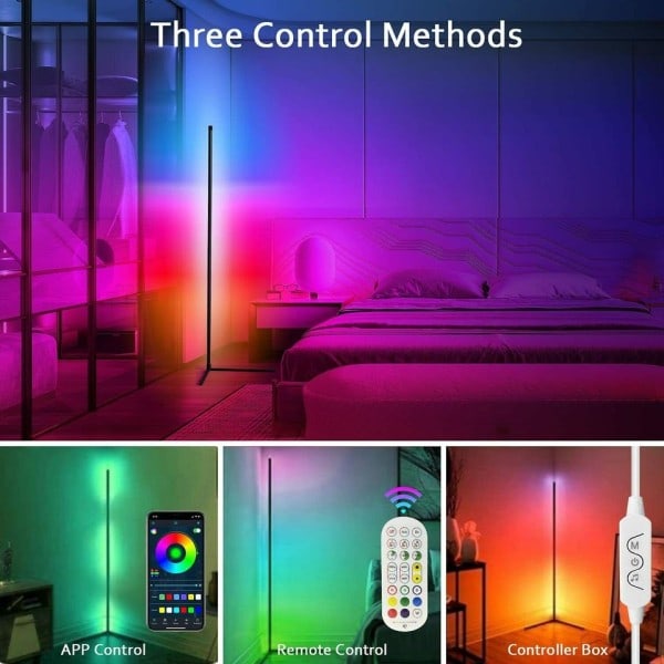 Stue Værelse Dæmpbar Hjørne Gulv Lampe 150cm Stativ Tuya Smart RGB LED Humør Lys