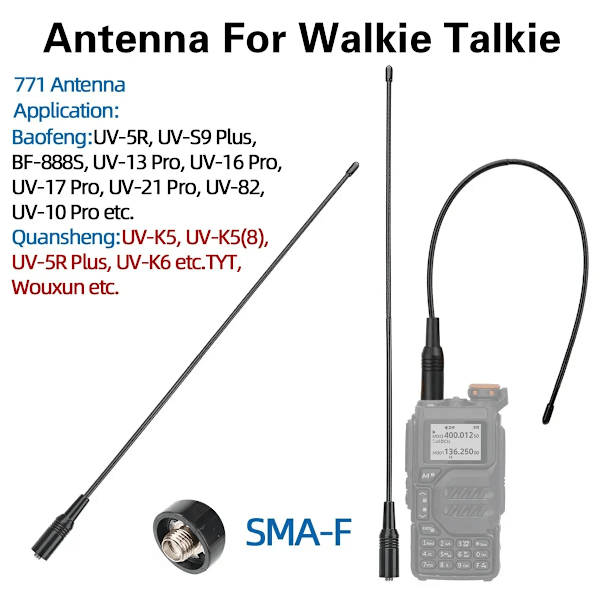 Ammattilainen naaras antenni kaksikaistainen 144/430MHz Baofengille UV 5R S9PLUS UV 13 21Pro UV K5 Walkie talkie