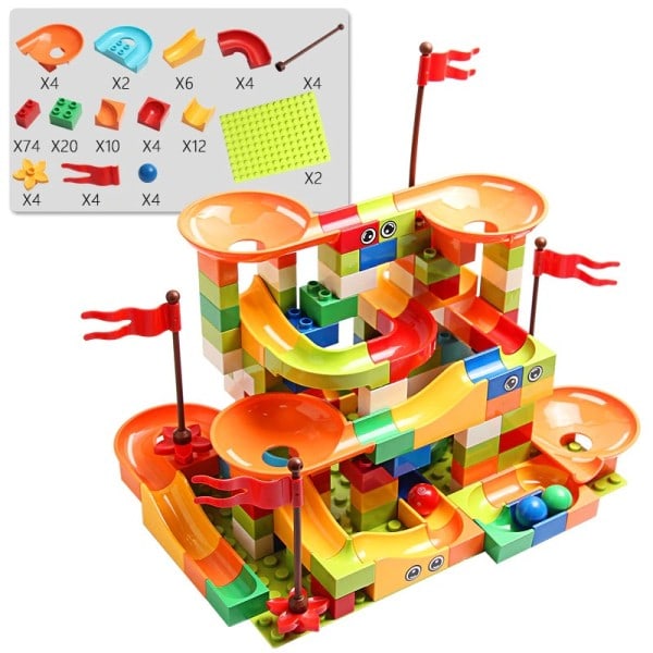 Marmor Race Løb Big Blok Kompatibel by Bygningsklodser Tragt Slide Blocks DIY Big Bricks Legetøj