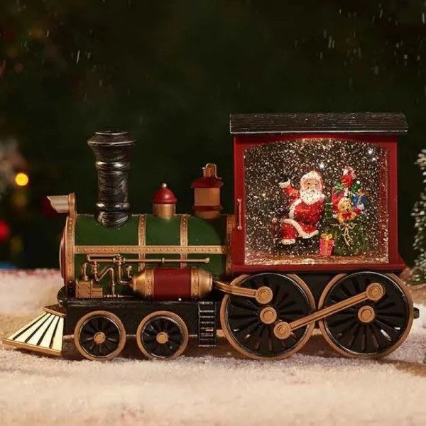 Joulupukki Lumiukko Joulu Lahja joulu aatto musiikki laatikko juna musiikki laatikko kristalli pallo koristeet