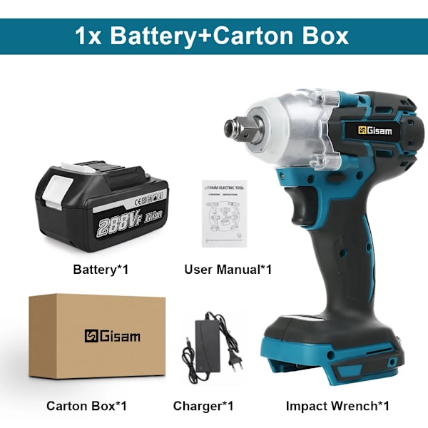 520N.M Borstlös Elektrisk Slagsnyckel 1/2 tum för Makita 18V Batteri Skruvmejsel Elverktyg
