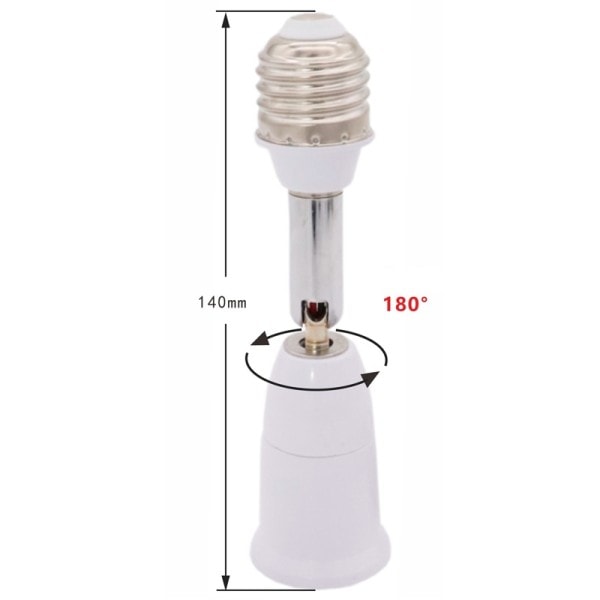 E27 E27 Pidennetty lamppu jalusta 180 astetta kierto putki LED valo polttimo jatke lamppu pidin