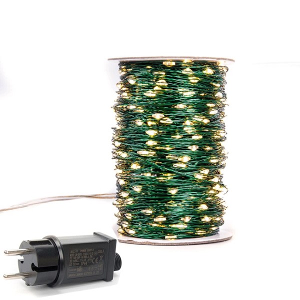 Grønn kabel 1000 LED streng lys 100m jule fe lys