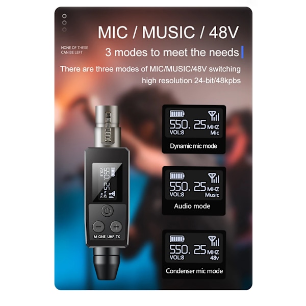 Trådløs mikrofon konverter XLR sender og modtager til dynamisk mikrofon guitar modtager transmission adapter VK-38 UHF