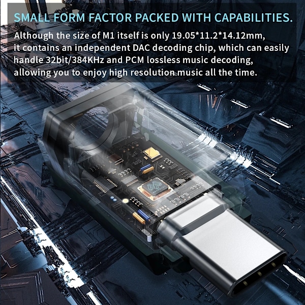 Typ-C till 3,5 mm Avkodning Amp/DAC 384kHz/32bit  Ljud Adapter Chip applicera till 7HZ Tidlös