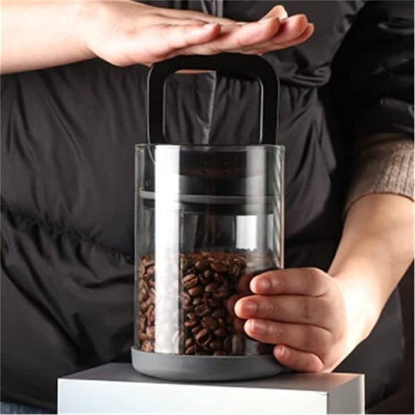 Klar beholder kaffe dåser udluftet og vakuum forseglet bønner frisk opbevaring tank