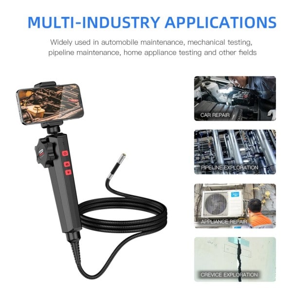 1080P Auto Reparation Borescope Endoscope Kamera för Bil 180 Degree Styring Inspection Kamera Med 8 LED