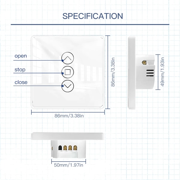 Smart 2.5D Arc Glas Touch Gardin Switch