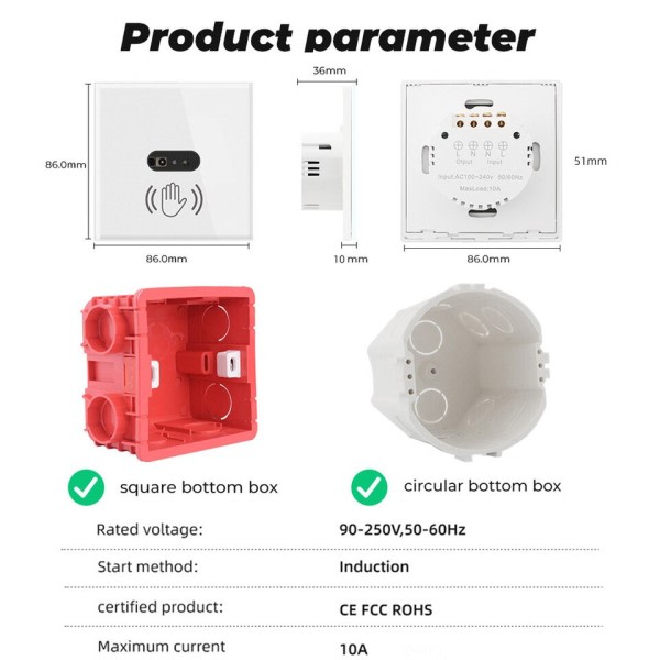 Vägg Smart Ljus Switch IR Sensor Glas Skärm Panel