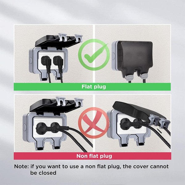 IP66 Vejrbestandig Stik Socket Vandtæt Udendørs Væg Strøm Socket 16A Dobbelt EU Standard Elektrisk Udtag