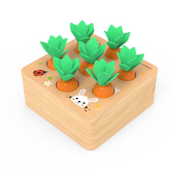 Montessori tre baby leker sett trekke gulrot form matchende størrelse kognisjon montessori pedagogisk leketøy