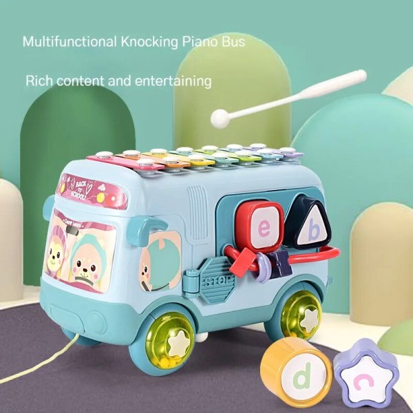 Baby Enlighten Resa Buss Musikal Leksaker i 0-18 månader Småbarn Piano Skallror