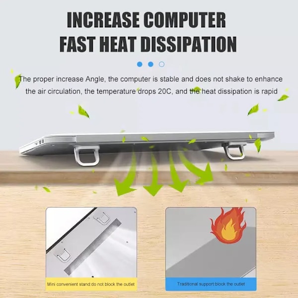 2 delar Laptop Ställ för Dator Tangentbord Ställ Riser Aluminium Mini Portable Laptop Stativ