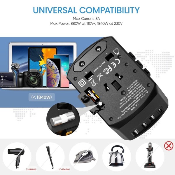 International Rejse Adapter Rejse Oplader