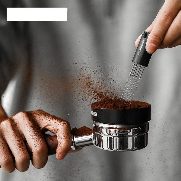 Espresso Kaffe Omrörare med 4 reservnålar Magnetisk Absorption Stativ Barista Kaffe Omrörning Distribution Verktyg