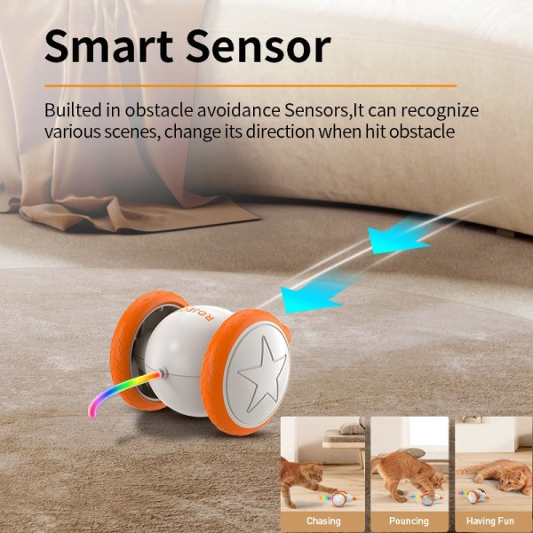 Automatisk Katt Leker Interaktivt Kjæledyr Smart Mus Lek For Katt Teaser LED Oppladbare Mus Innendørsleker