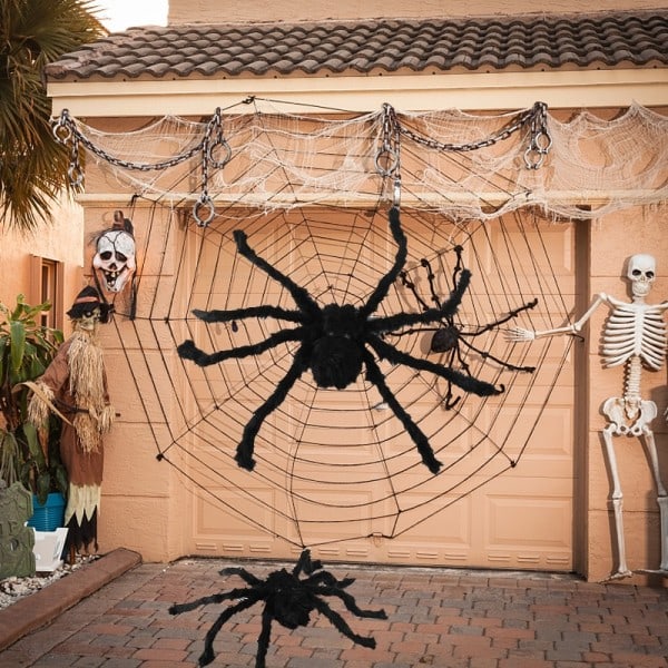 Svart Skrämmande Jätte Spindel Enorm Spindel Web Halloween Dekoration för Hem