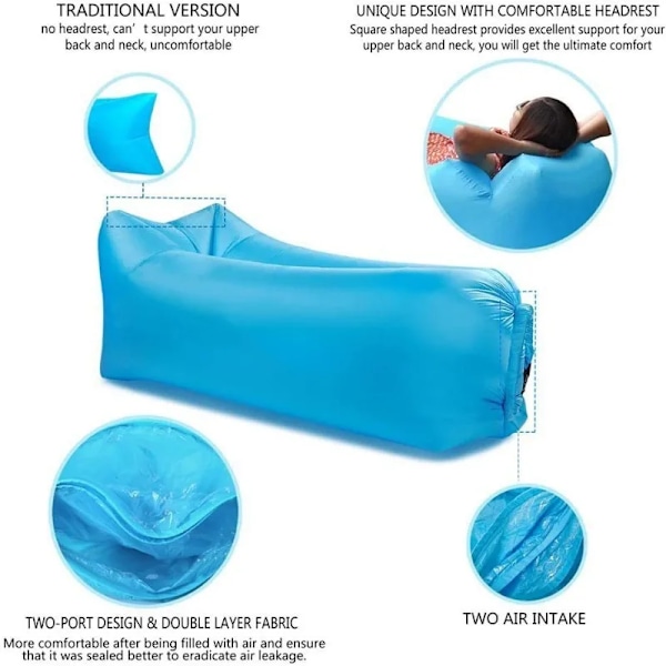 Ultra let pude stil doven sofa oppustelig sofa bærbar foldbar sovepose oppustelig sofa seng