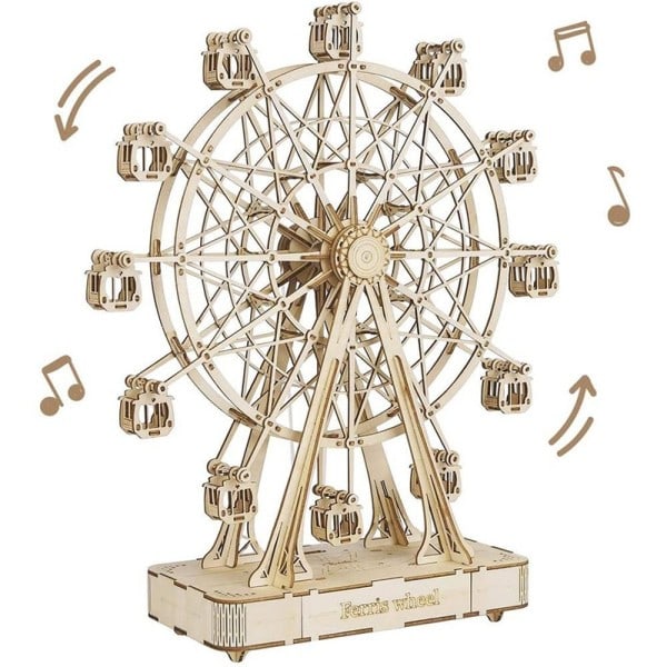 Robotime DIY Rotable 3d Trä Pussel Musik Låda pariser hjul
