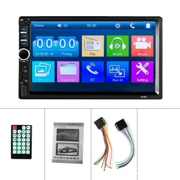 Stereo 7 tommer Bil Radio 2DIN Touch Screen Automotive Multimedia Bluetooth USB TF FM Radio Autoradio MP5 Player