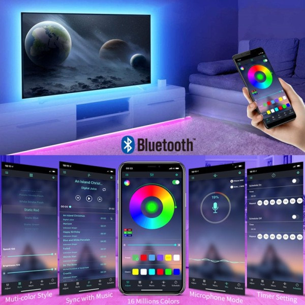 RGB 5050 Led nauha Light Bluetooth App Ohjaus 5V USB Led Teippi Joustava nauha diodi teippi