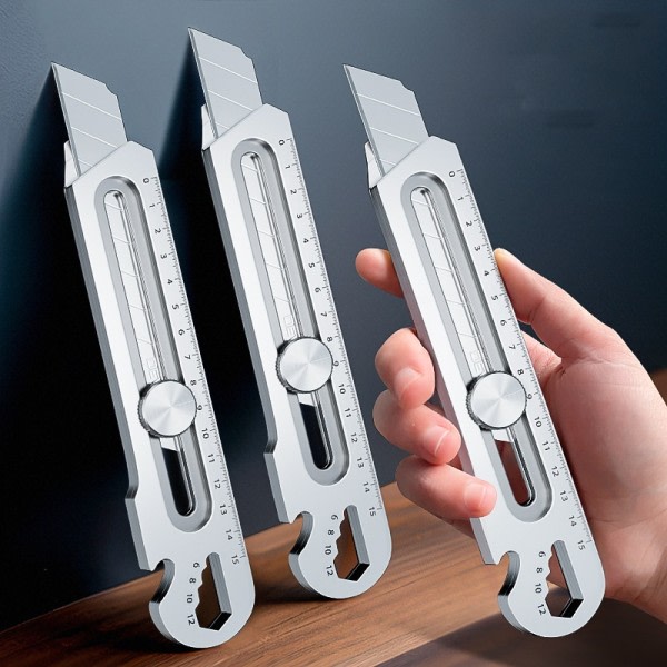 Aluminium Legering 6 i 1 Ficka Utility Kniv Multifunktionell Heavy Duty Låda Cutter