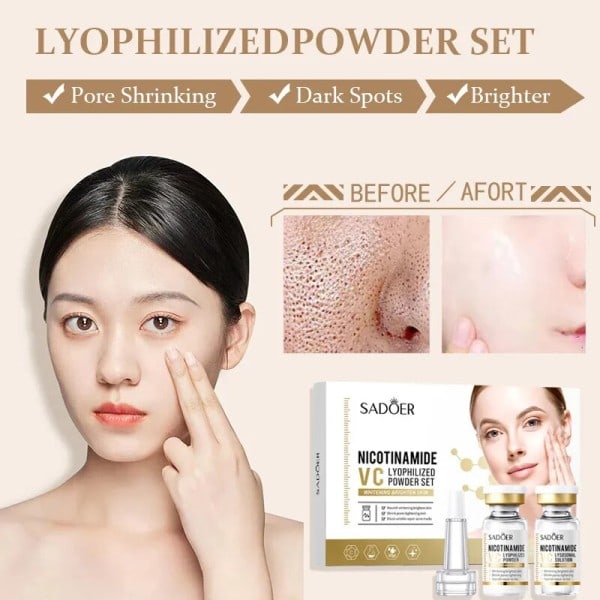 Krymp porer Ansikte Serum Niacinamid Vitande Frystorkad Podwer Set Hydrating Ljusna Anti-aging Anti rynkor Hud vård