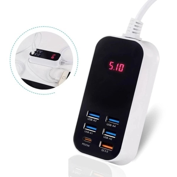 50W Multiple Port USB Oplader PD25W Type C QC3.0 Hurtig Opladning Desktop Væg Strøm Adapter Telefon UK EU US Korea Stik Hurtig Opladning