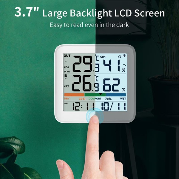 LCD Digital Termometer Hygrometer Indendørs Udendørs Temperatur Fugtighed Måler Temperatur Og Fugtighedssensor