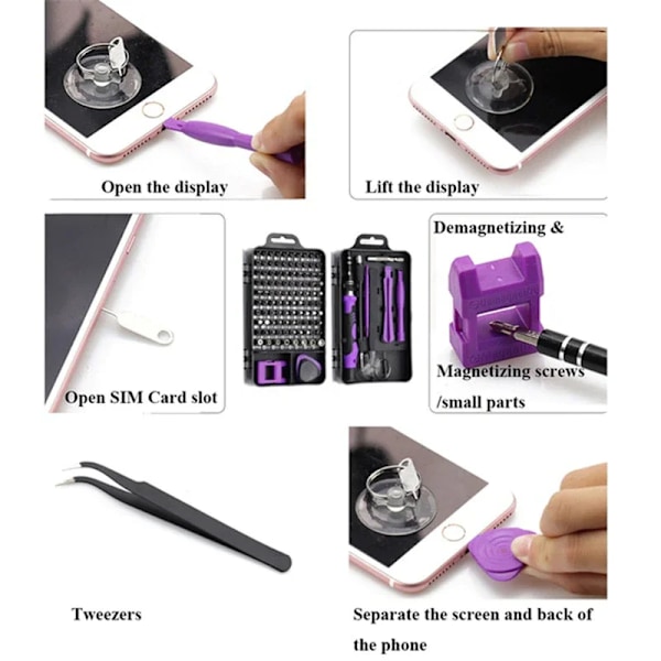115 in 1 Multifunktionell Skruvmejsel Set Dator PC Mobil Telefon Utrustning Reparation Skruv Drift
