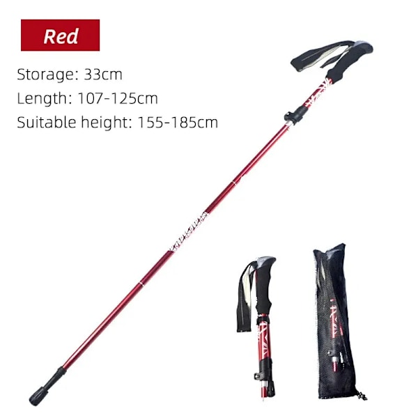 5 Sektion Udendørs Fold Trekking Stang Camping Bærbar Vandre Vandre Stick For Nordisk Ældre Teleskopisk Nem Put I Taske 1 stykker