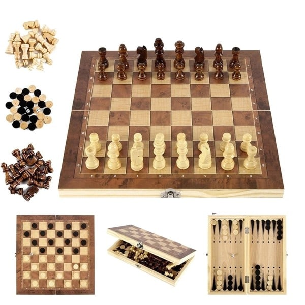 3 i 1 bräde fest bord spel tärningar schack backgammon bräde