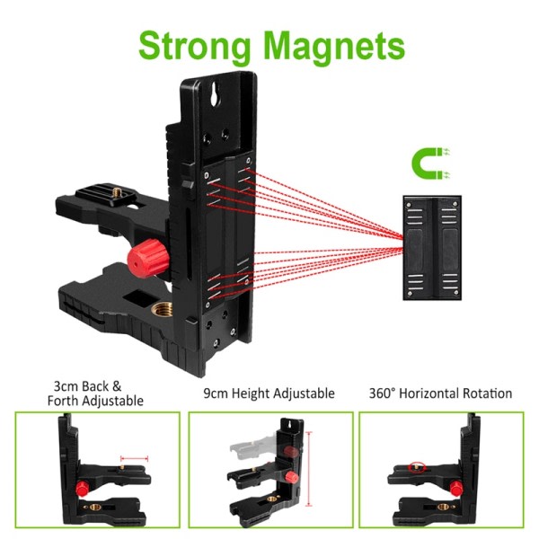 Stærk magnet Justerbar Laser Niveau Beslag L-beslag Væg monteret Holder Nivellering Støtte Bøjle