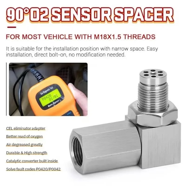Hög kvalitet  Avgas Katalysator Bakre Syre Sensor Spacer 90 Degree Mini Katalysator Lambda O2 Adapter CEL Fix, M18*1.5